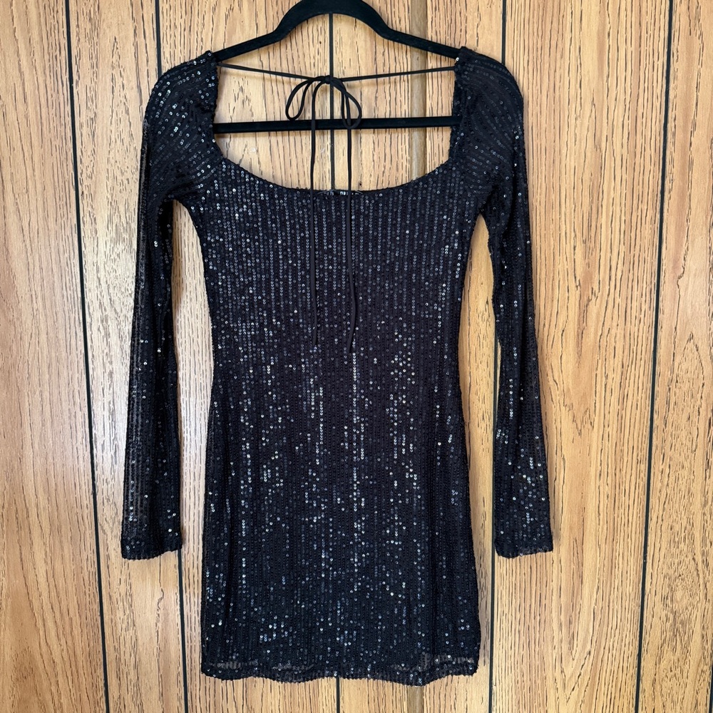 Lucy in the Sky Black Squin Bodycon Dress - Picture 3 of 8